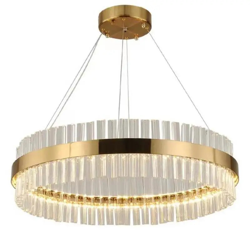 Afralia™ LED Crystal Pendant Light: Modern Nordic Round Chandelier with Dimmable Gold Finish