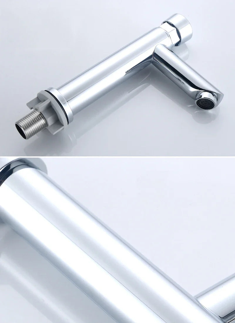 Afralia™ Chrome Plated Self Closing Water Saving Faucet for Bathroom Basin