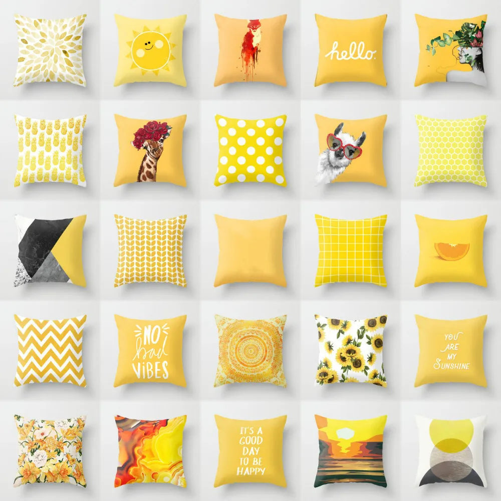 Afralia™ Yellow Giraffe Design Cushion Cover 45x45cm - Decorative Pillowcase for Home Decor