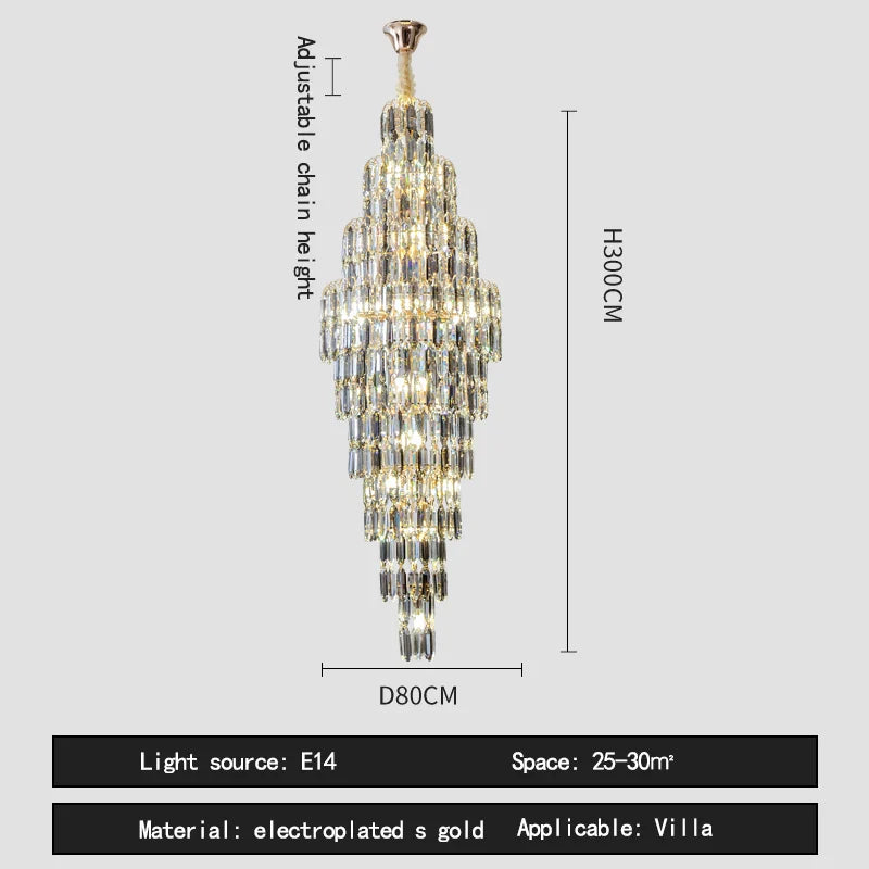 Afralia™ Crystal Loft Pendant Light: Sleek Spiral Staircase Chandelier