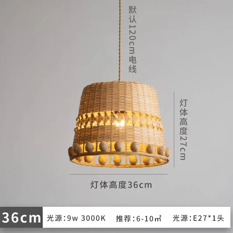 Afralia™ Modern Bamboo Weave Pendant Lights LED E27 for Zen Art Decor in Restaurant & Bedroom