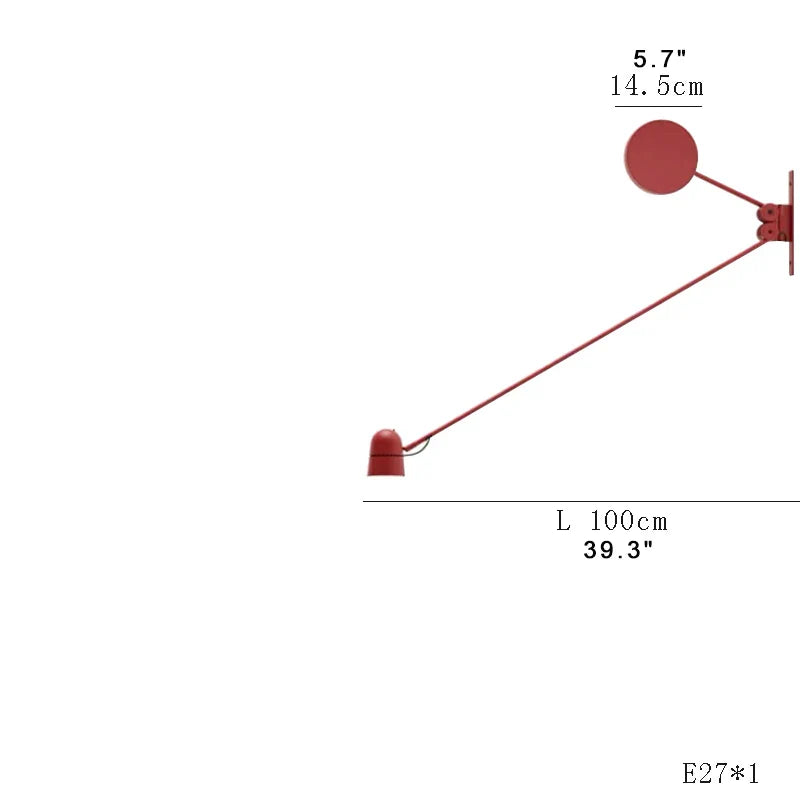 Afralia™ Modern Black/Red Wall Lamp, Adjustable Long Arm Position, Home Decor Mood Light