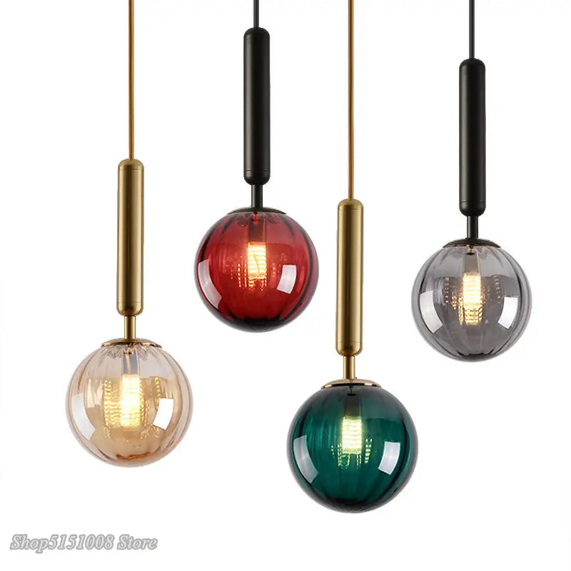 Afralia™ Modern Gold Glass Ball LED Pendant Light for Dining Room and Kitchen