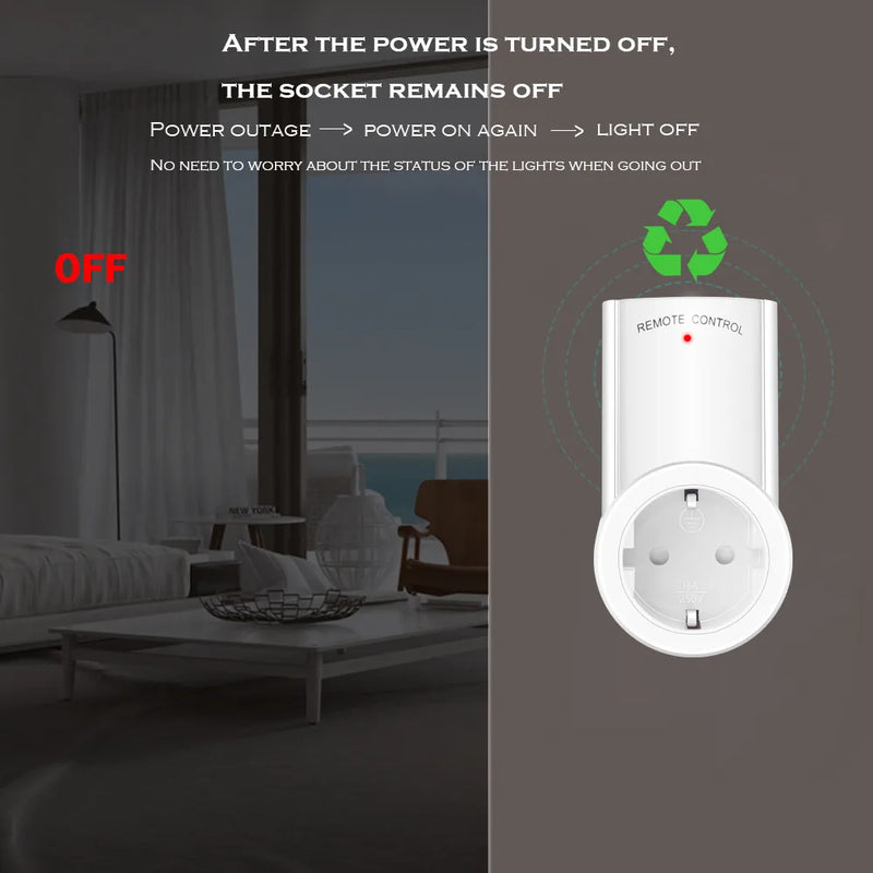 Afralia™ Smart Socket EU Plug 220V 433mhz Outlet Switch LED Safe Home Control