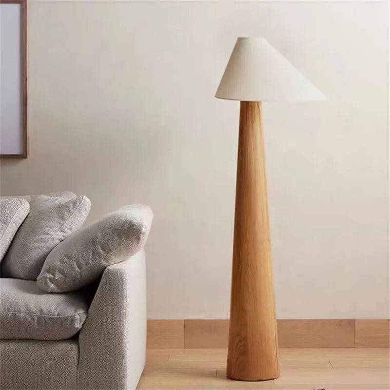 Afralia™ Japanese Wooden Tapered Floor Lamp for Bedroom Hotel Living Room Sofas