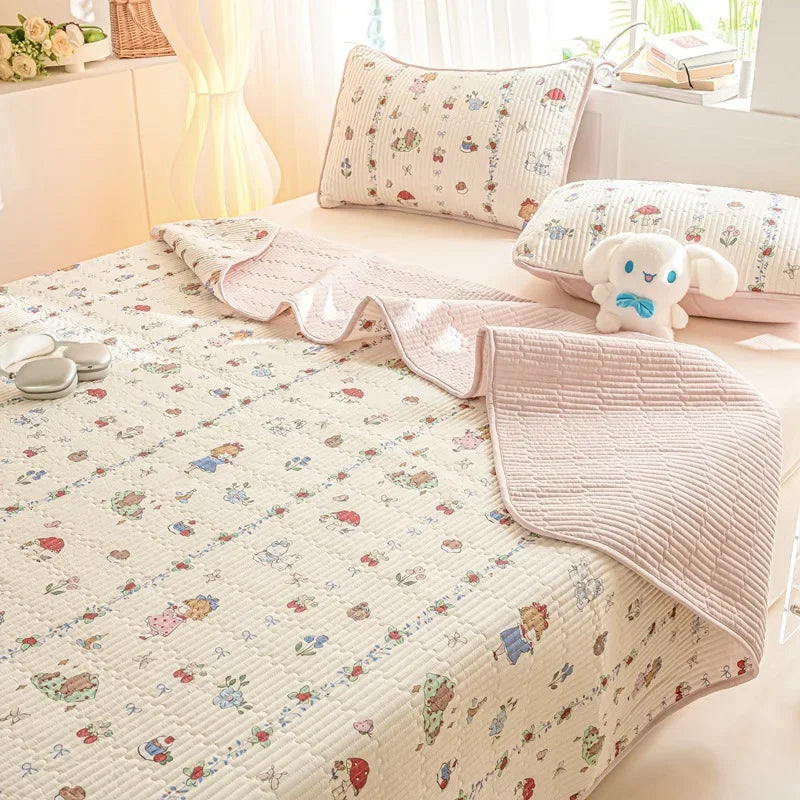 Afralia™ Cartoon Pattern Cotton Single Mattress Mat: Summer Comfort & Non-Slip Performance