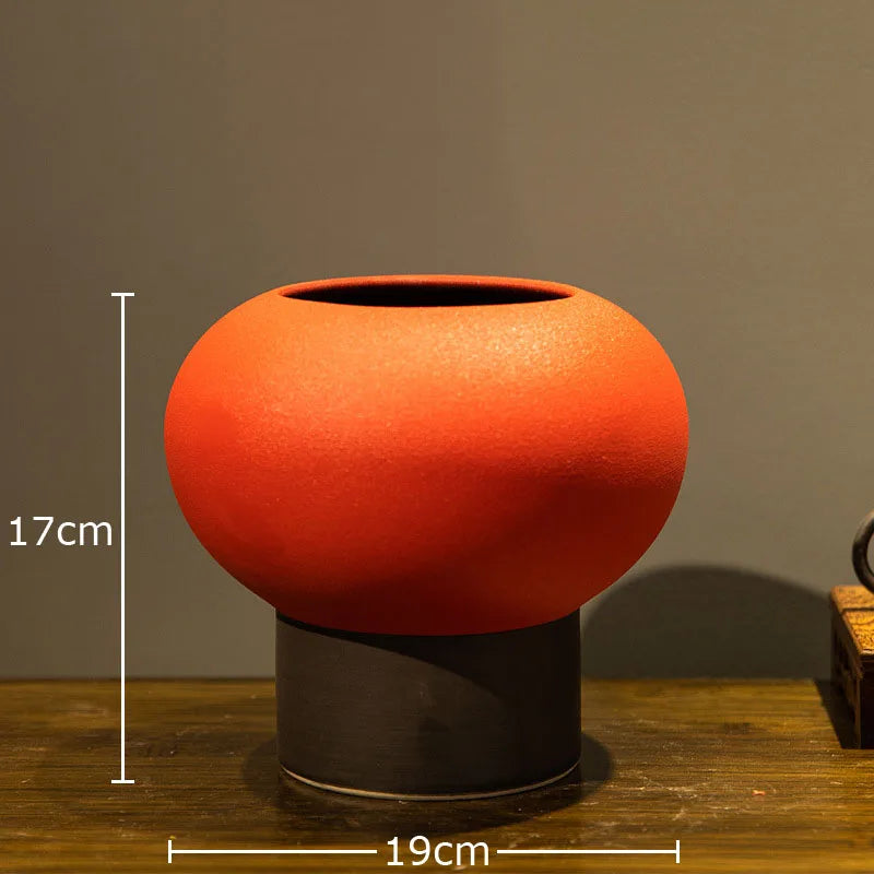 Afralia™ Red Lantern Ceramic Vase - Modern Floral Room Decor
