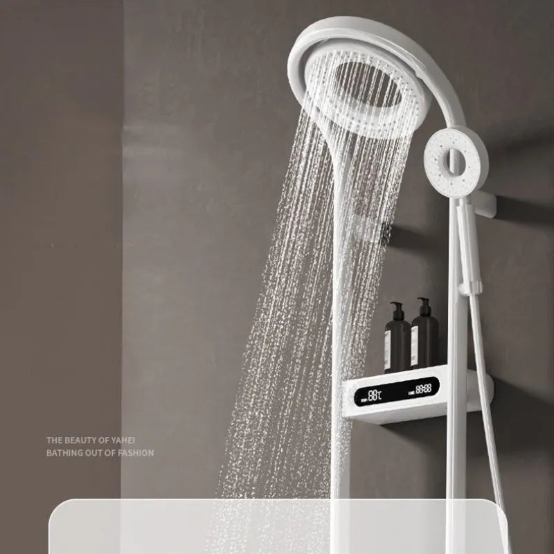 Afralia™ White Brass Thermostatic Digital Display Shower Faucet Set