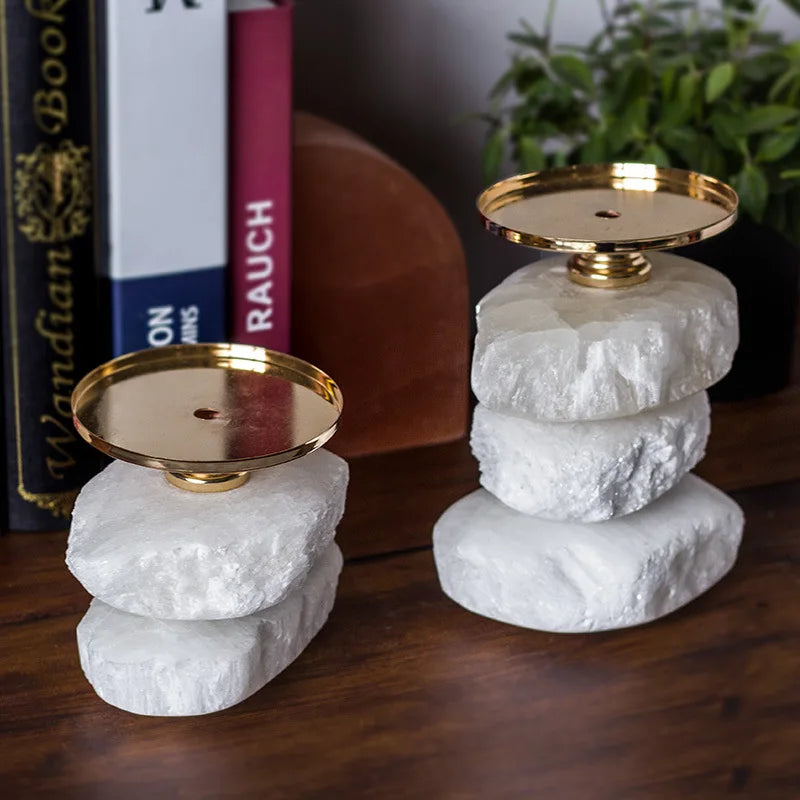 Afralia™ Natural Ore Handmade Candle Holder for Wedding Home Decor