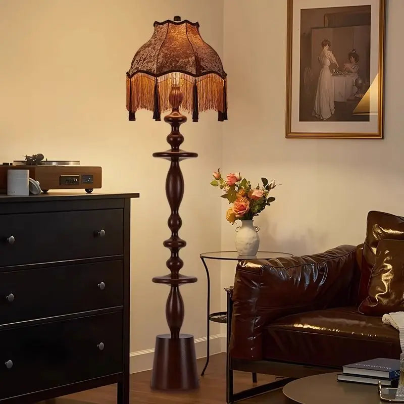Afralia™ Chinese Tassels Floor Lamp Retro Warm LED Lighting Luxurious Home Decor