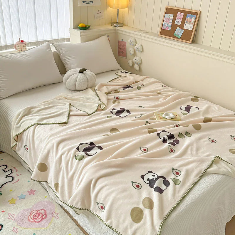 Afralia™ Cozy Milk Velvet Blanket: Cute Pattern, Warm, Multi-Functional Sofa & Travel Shawl