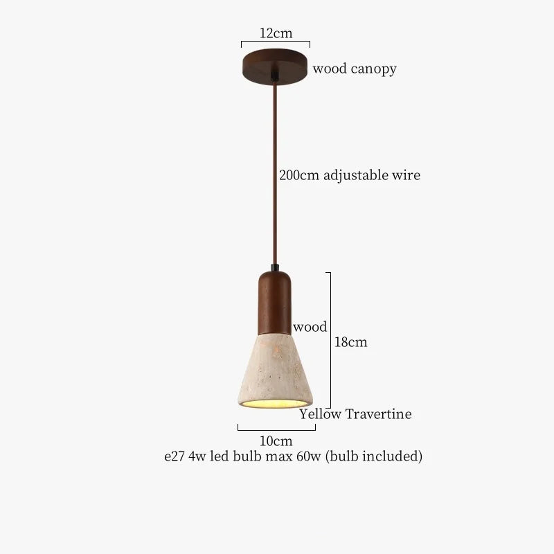 Afralia™ LED Pendant Lamp Yellow Travertine Wood Nordic Minimalism Hanging Light