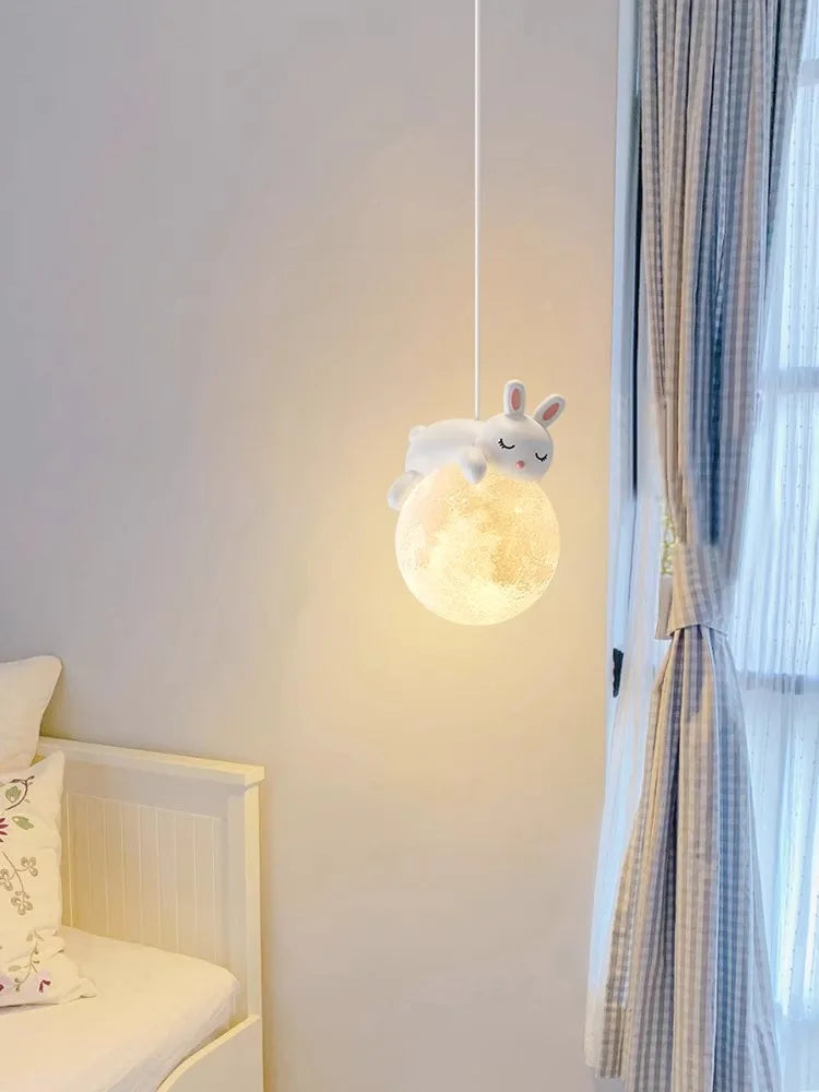 Afralia™ Moon LED Chandelier for Children's Room, Bedroom, Dining Room - Modern and Creative Lighting