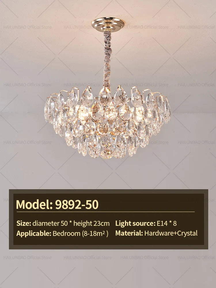 Afralia™ Crystal Chandelier Ceiling Light for Living Room Bedroom Dining Room