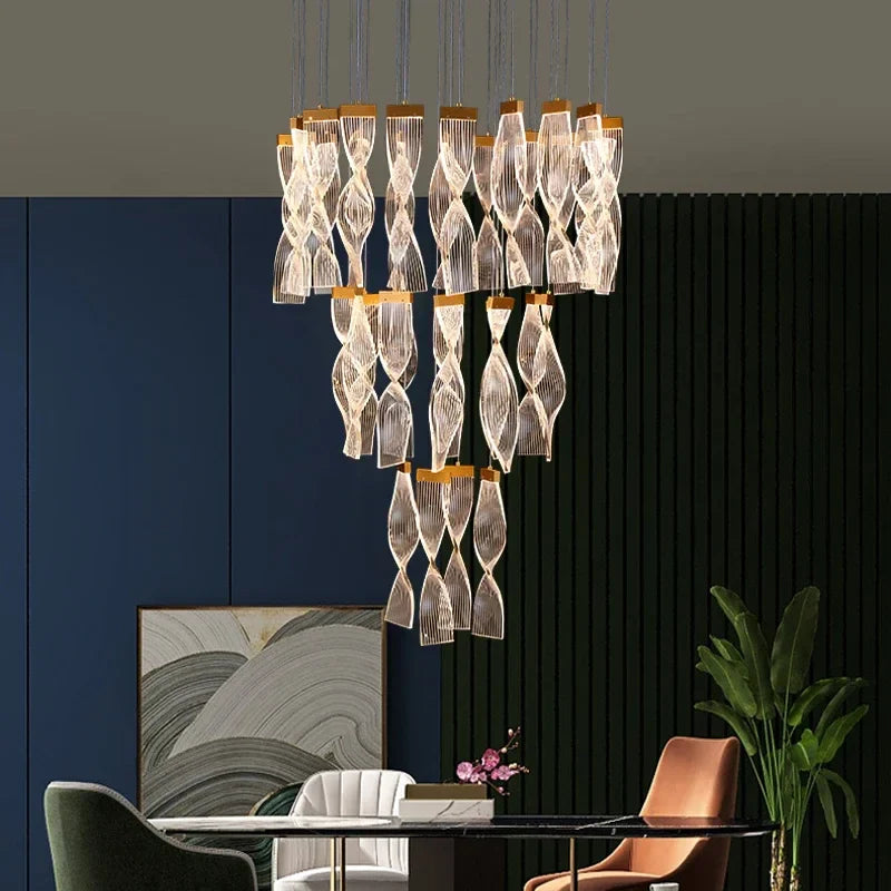 Afralia™ Luxury Acrylic LED Chandelier for Staircase Hallway and Villa