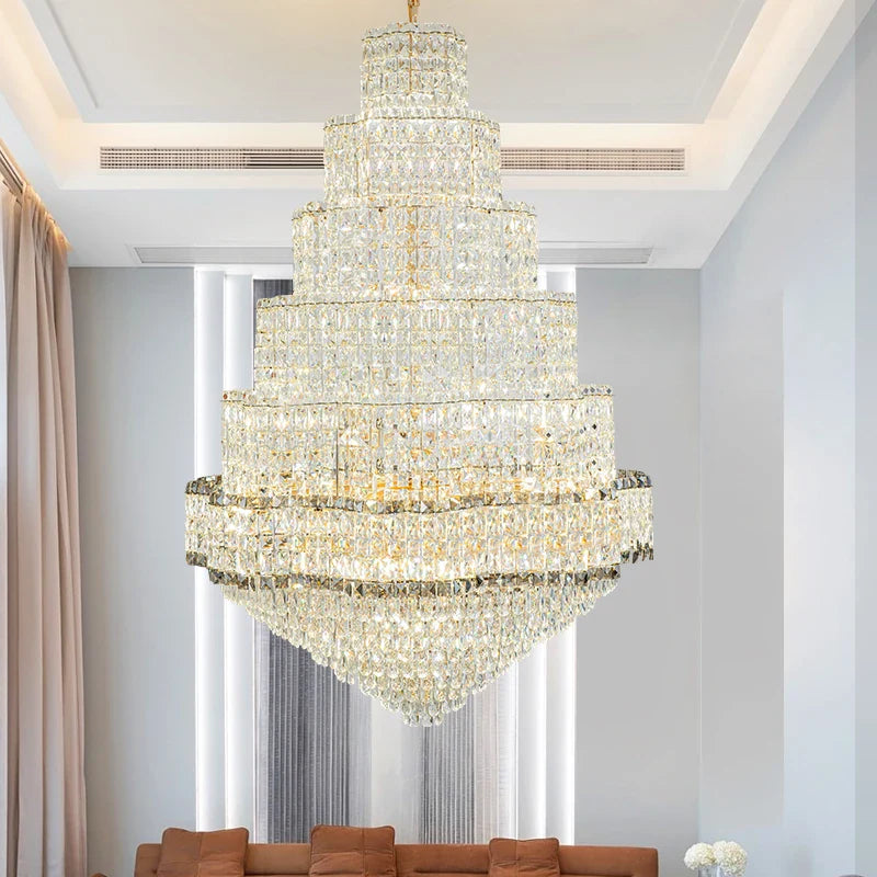 Afralia™ Rotating Crystal Chandelier for Duplex Villa Luxury Décor