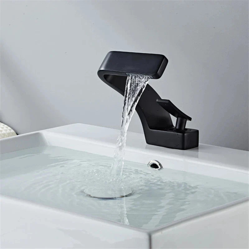 Afralia™ Basin Faucet - Modern Black Brushed Gold Bathroom Mixer Tap Hot Cold Sink