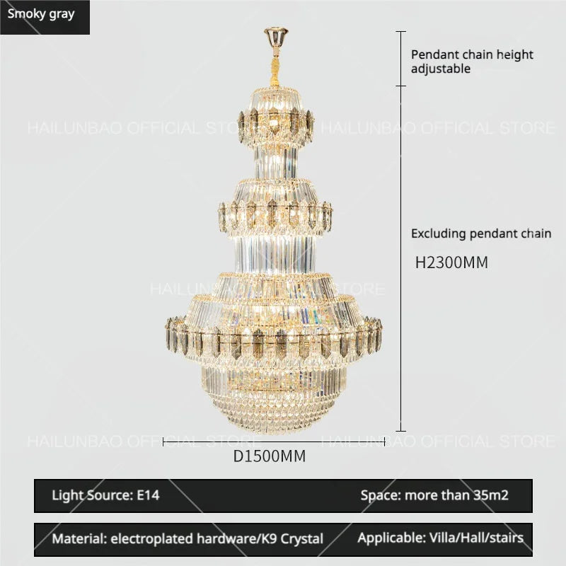 Afralia™ Crystal Chandelier: Villa High Living Room Luxury Lighting