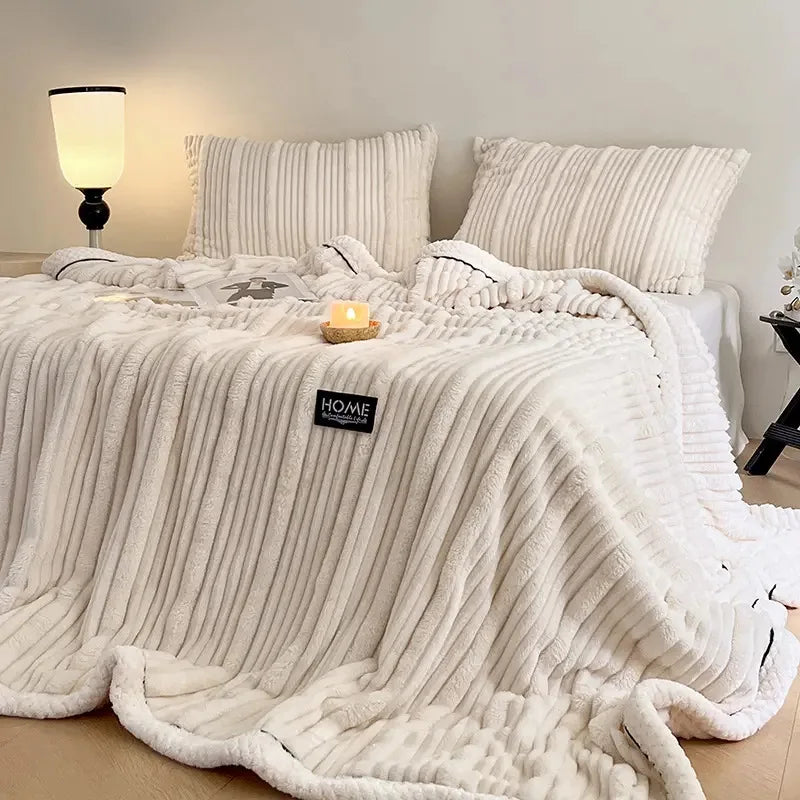 Afralia™ Cozy Faux Rabbit Plush Blanket for Autumn/Winter - Soft Milk Velvet Nap Blanket