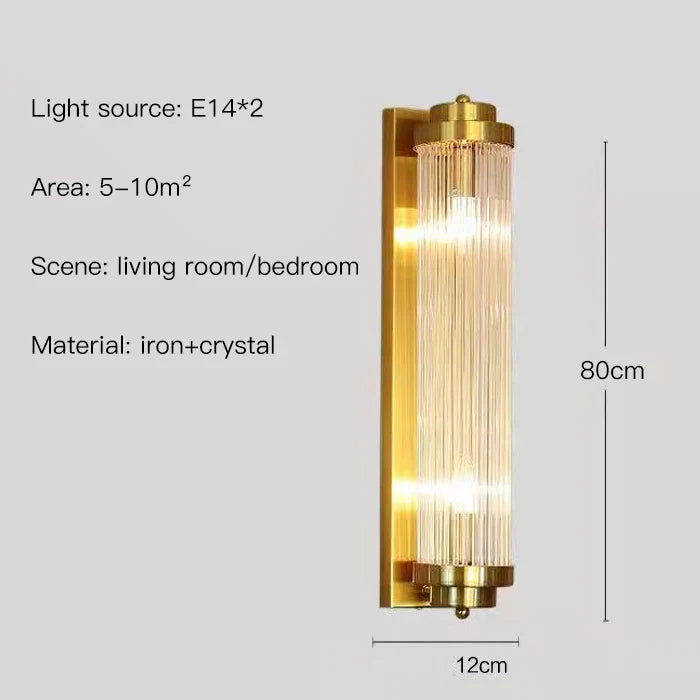 Afralia™ Crystal Wall Sconce: Copper LED Bedroom Lighting for TV Background, Dining Room