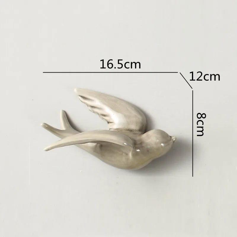 Afralia™ Flying Bird Ceramic Wall Ornament Simulation Room Decoration Indoor Accent