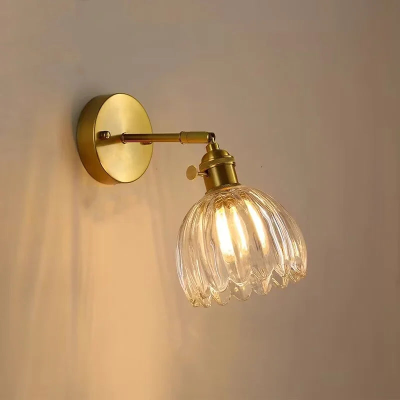 Afralia™ Clear Glass LED Wall Lights Up Down Rotate Copper Nordic Modern Stair Sconce