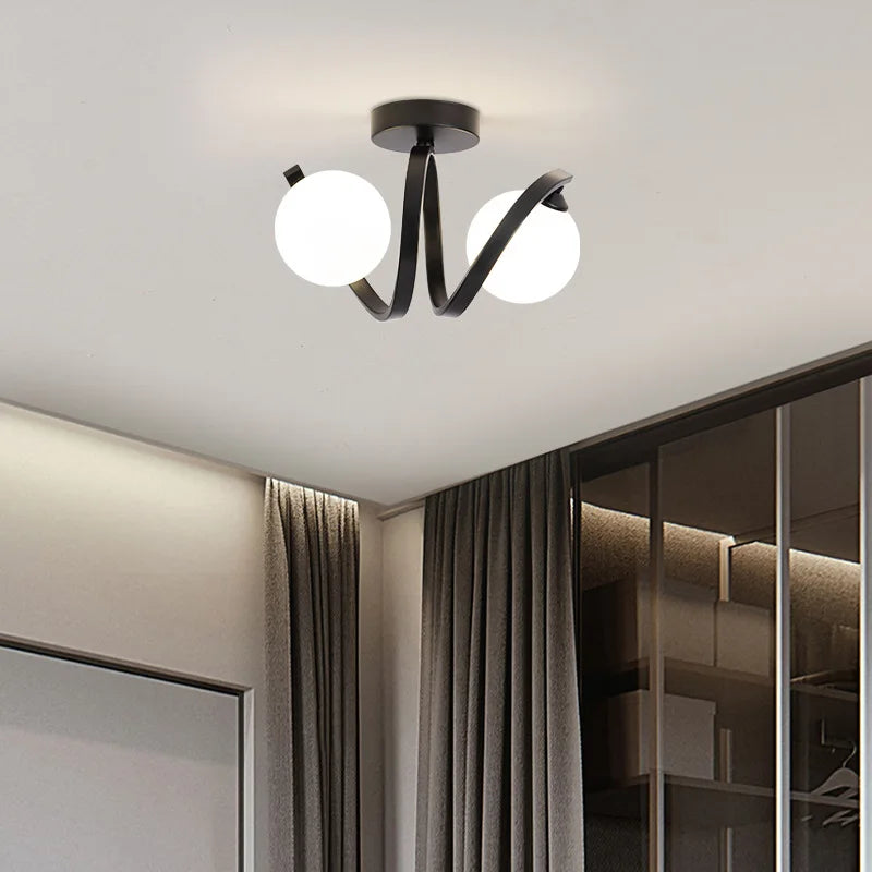 Afralia™ Black Gold Glass Ceiling Light: Modern Minimalist Indoor Lighting for Entryway Balcony