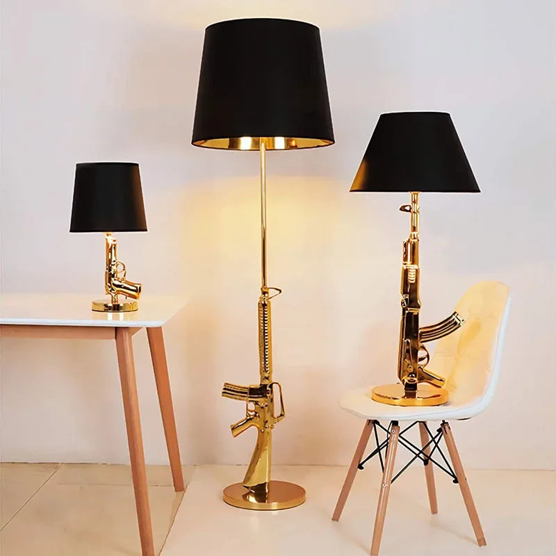 Afralia™ Gun Floor Lamp Electroplated Metal Table Desk Light