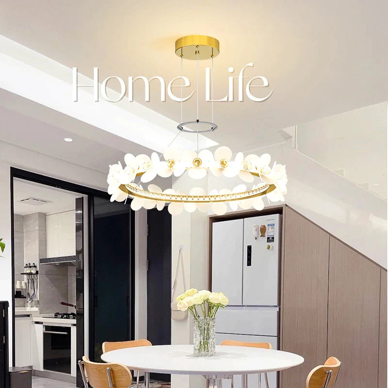 Afralia™ Petal Crystal Chandelier: Elegant Living Room Bedroom Light, Luxury Nordic Design