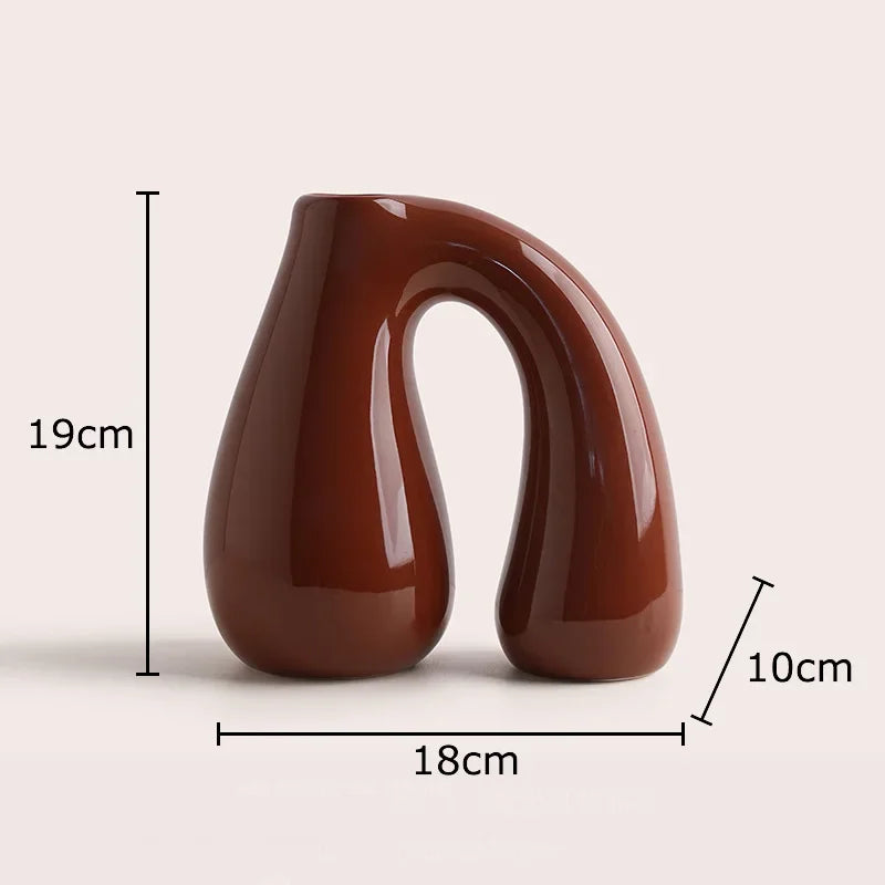 Afralia™ N-shape Ceramic Vase for Table Decoration and Hydroponics | Room Aesthetic Flower Vase