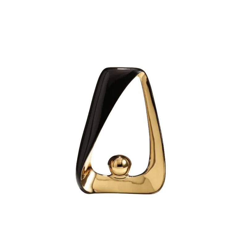 Afralia™ Geometric Triangles Golden Ball Skeleton Sculpture: Abstract Home Decor Figurine