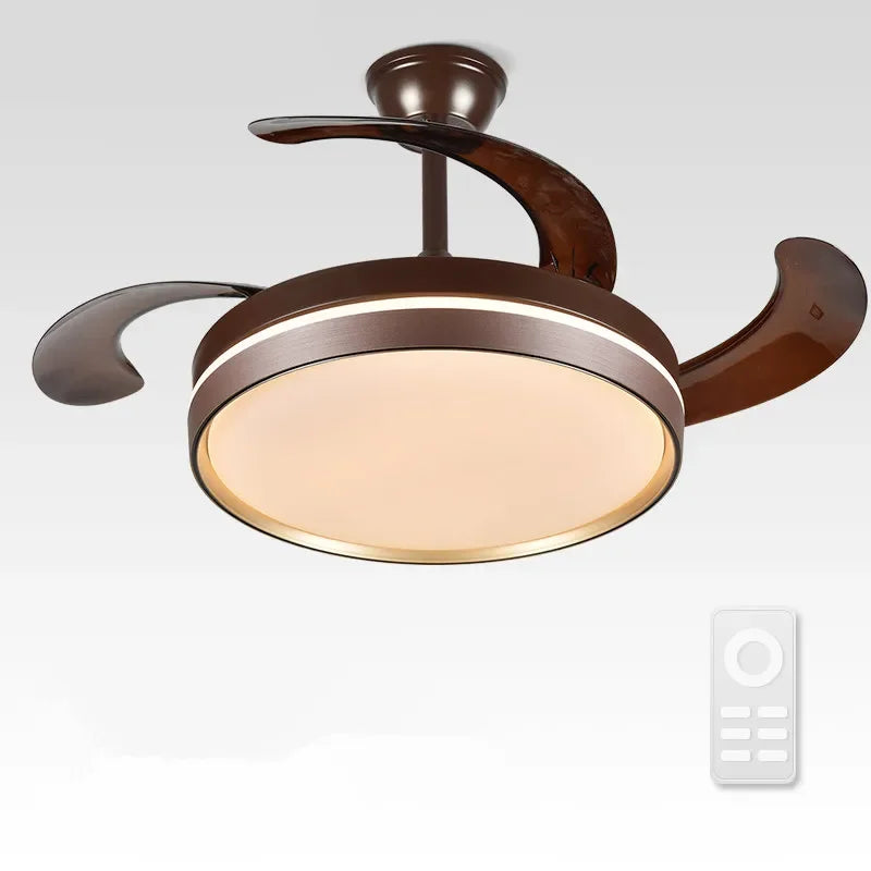 Afralia™ 42" Modern Black White LED Ceiling Fan Remote Control Lighting for Dining Room Bedroom