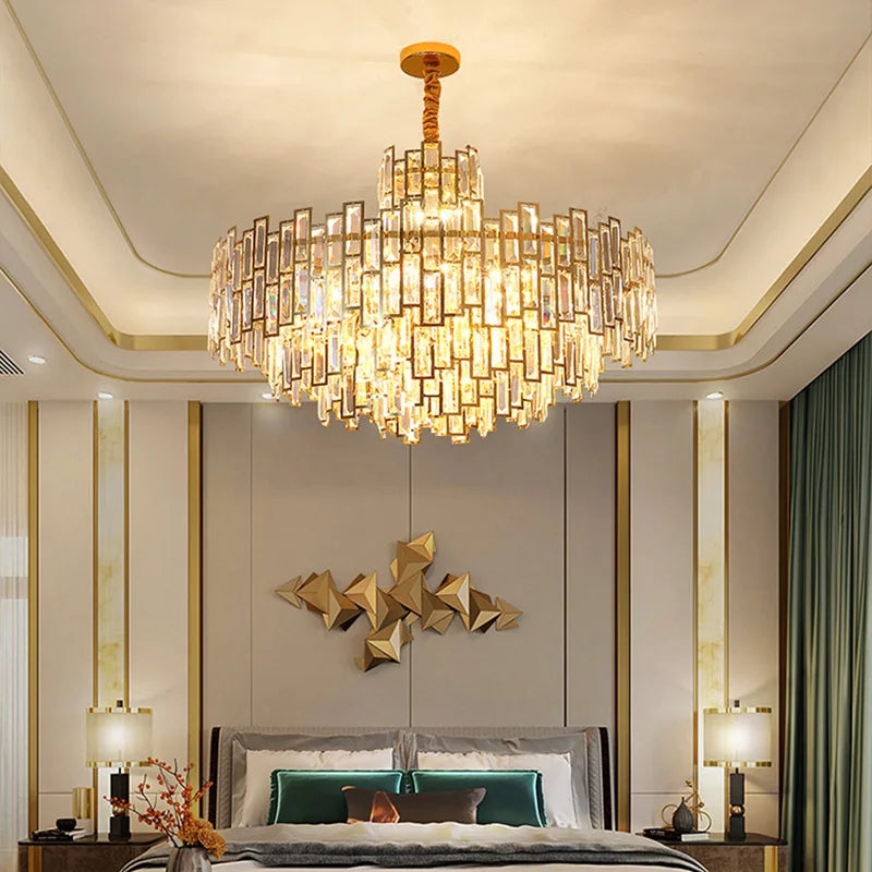 Afralia™ Luxury LED Crystal Chandelier Ceiling Light for Living & Dining Rooms