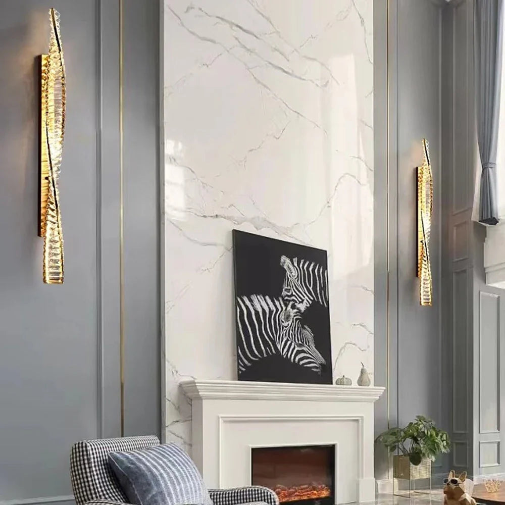 Afralia™ Dimmable Crystal Wall Sconce | Luxury Gold Steel Light Fixture