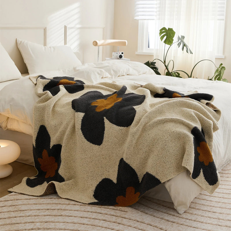 Afralia™ Super Soft Floral Microfiber Knitted Throw Blanket