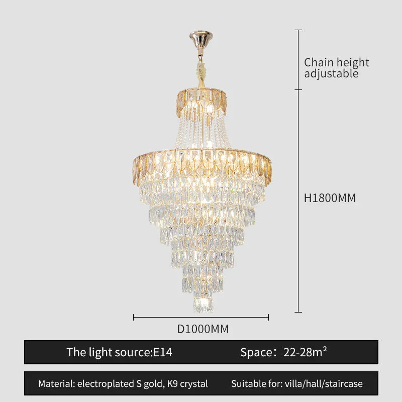 Afralia™ Crystal Chandelier Art Living Room Lighting for Duplex Buildings and High-End Restaurants