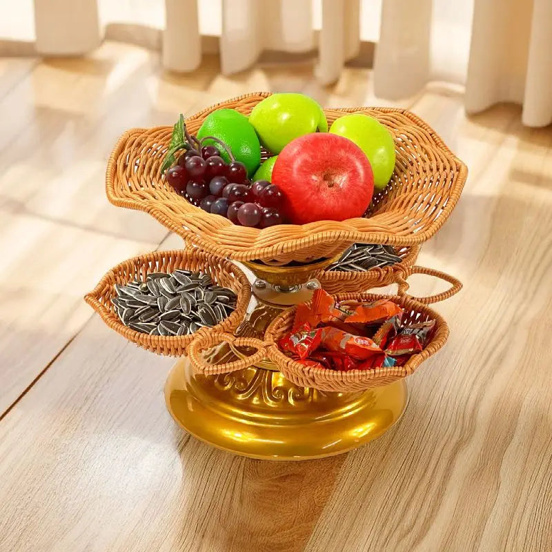 Afralia™ Rattan Multipurpose Tray: Modern Tea Table, Snack Fruit Storage, Nuts Dried Fruit Tray