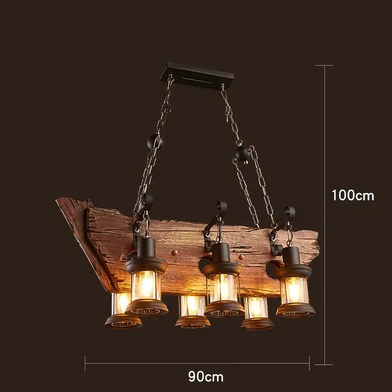 Afralia™ Wooden Chandelier: American Country Pendant Light for Cafe, Clothing, and Home