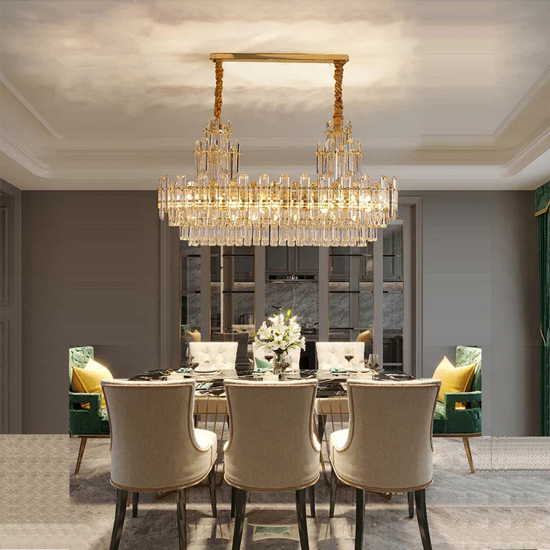 Afralia™ Crystal LED Ceiling Chandelier for Dining Room - Luxurious Decoration