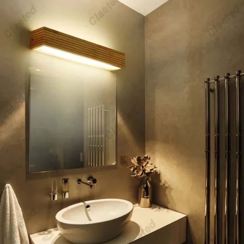 Afralia™ Modern Nordic Wood Wall Sconce Lights for Bathroom Hotel Background Decoration Fixtures