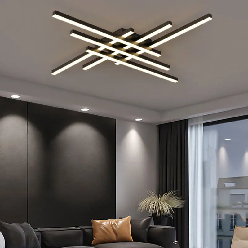 Afralia™ Modern LED Linear Chandelier for Living Room Bedroom Kitchen Study Shop