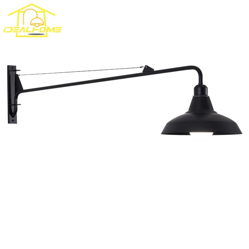 Afralia™ Outdoor Wall Lamp LED E27 Swing Arm Industrial Rotatable Wall Mounted