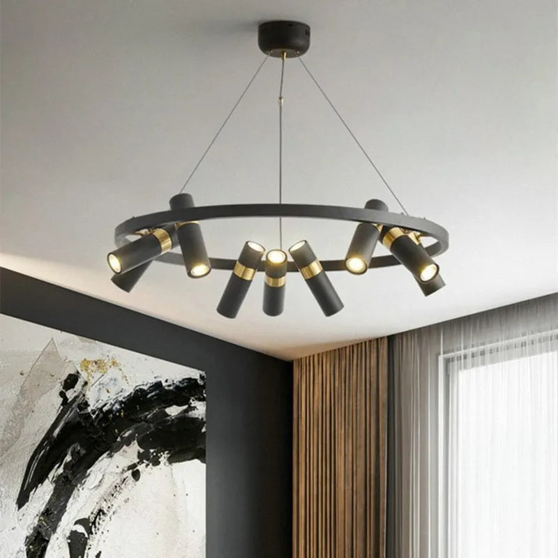 Afralia™ Black Ring LED Pendant Light for Living Room Dining Kitchen Bar