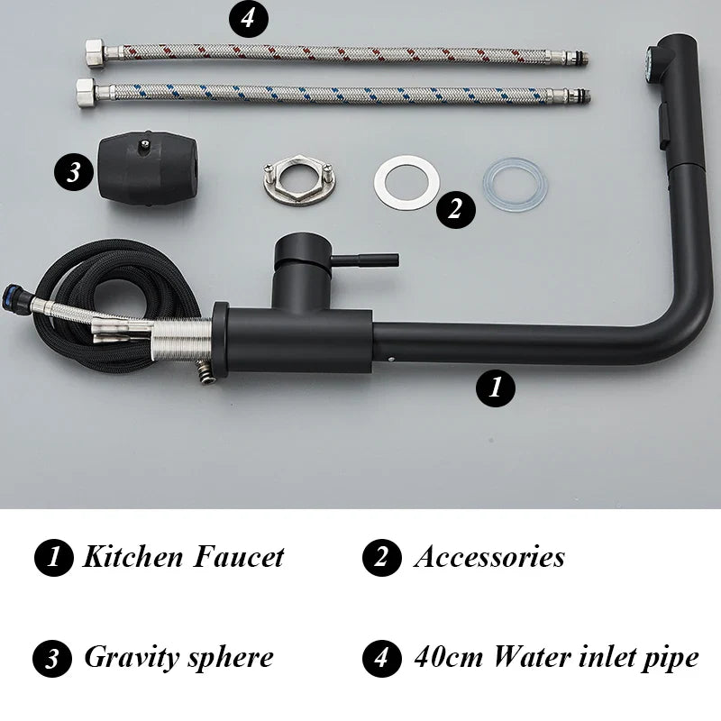 Afralia™ Stainless Steel Retractable Kitchen Faucet Mixer Tap with Two Modes