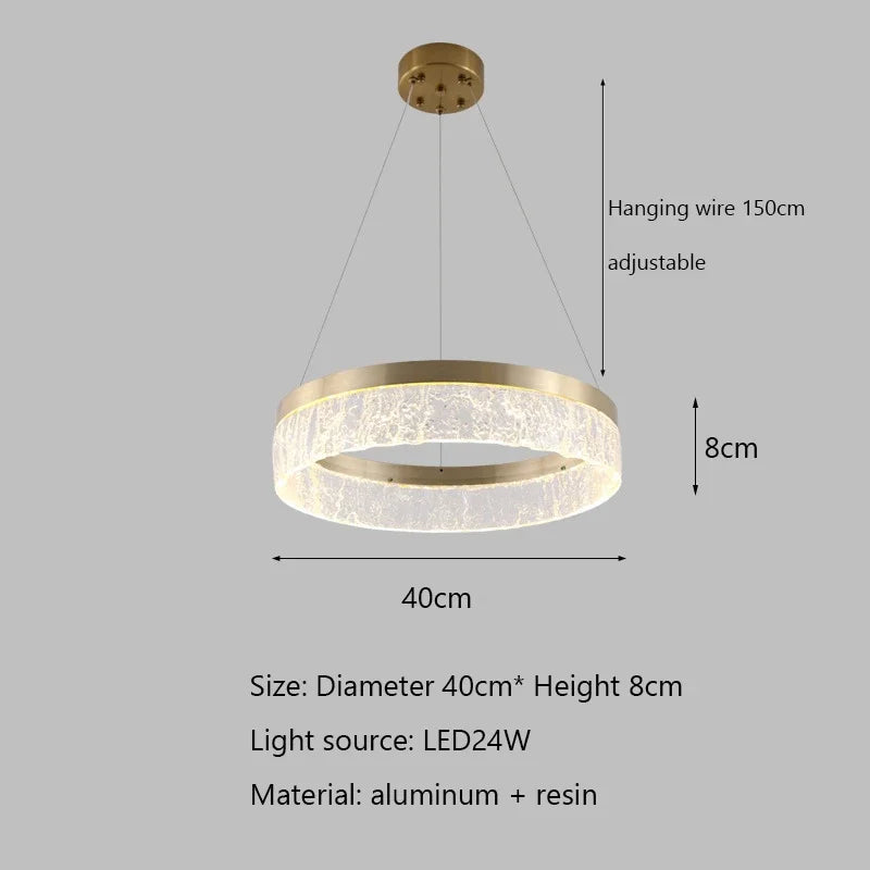 Afralia™ Modern Luxury Round Resin Chandelier LED Ceiling Lamp for Home Indoor Lighting