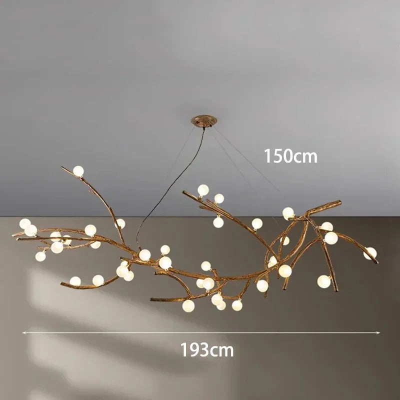 Afralia™ Vintage Resin Tree Branch Chandelier Glass Lightshade for Living Room Kitchen Island