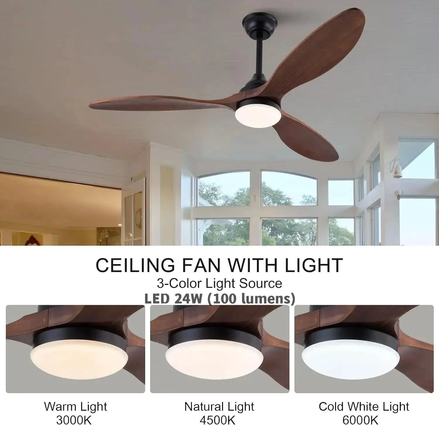 Afralia™ 52 Inch Wood Blade Ceiling Fan with Remote Control and Lights