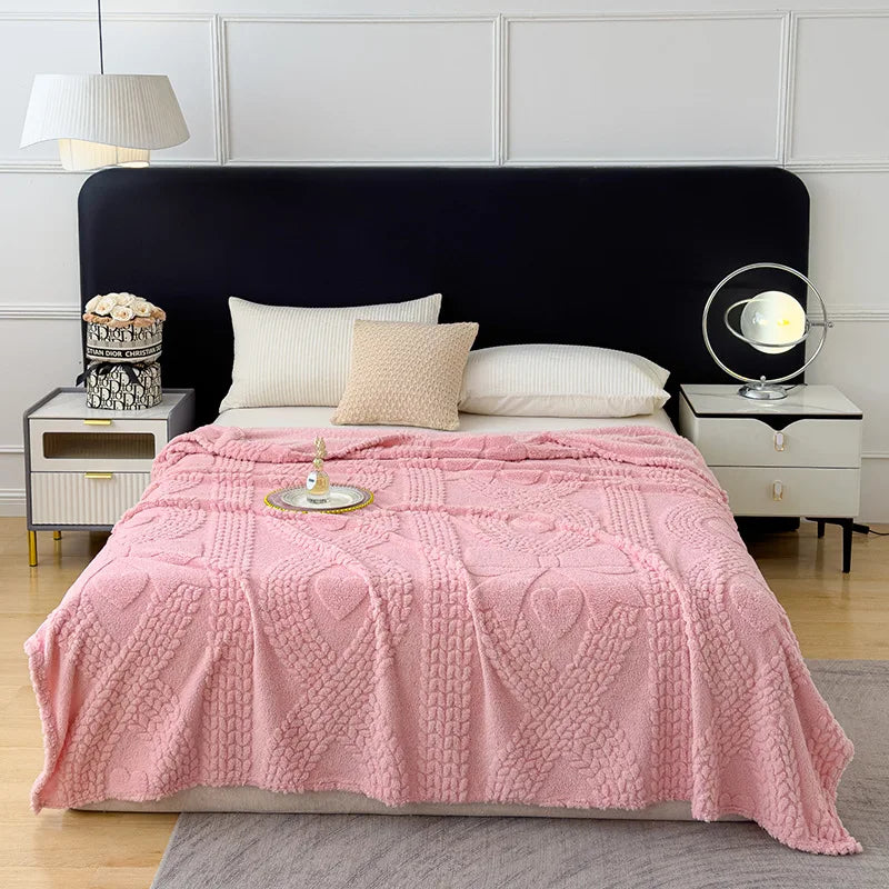 Afralia™ Jacquard Coral Velvet Sofa Cover Blanket | Soft & Warm for Spring/Autumn