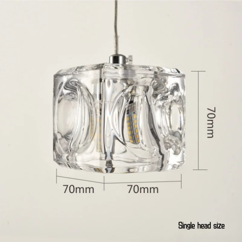 Afralia™ Rotating Cube Glass Chandelier LED Staircase Light