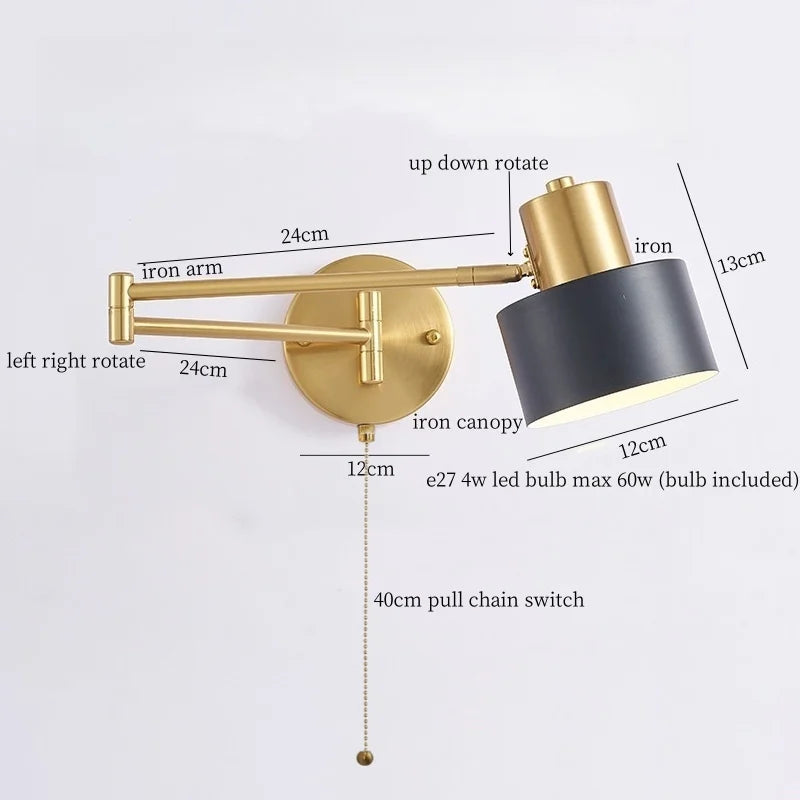 Afralia™ Swing Arm LED Wall Light for Bedroom Kitchen Living Room Mirror Bedside Lamp